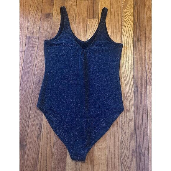 Wild Fable Metallic Black shimmer body suit size Medium - Picture 6 of 10